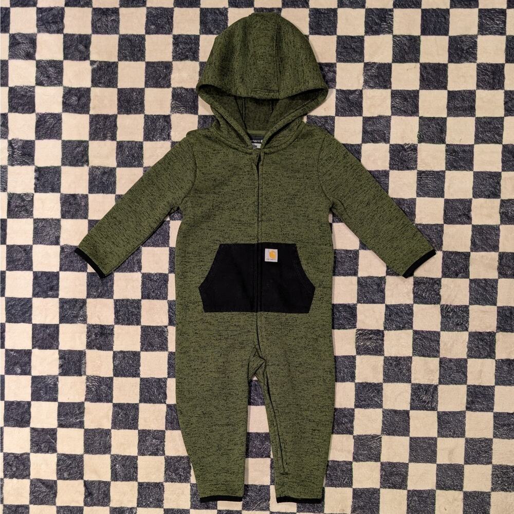 Carhartt Zip-Front Fleece Coverall, 12m, Olive, EUC